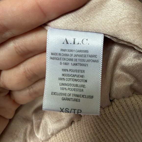 ALC Edison Satin Bomber Jacket in Light Pink Size XS - Picture 5 of 6